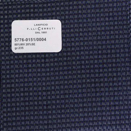 5776-0151/0004 Cerruti Lanificio - Vải Suit 100% Wool - Xanh Dương Trơn